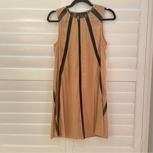 Kelly Wearstler Sleeveless Mini Dress with Sheer Panels Tan Black Size XS